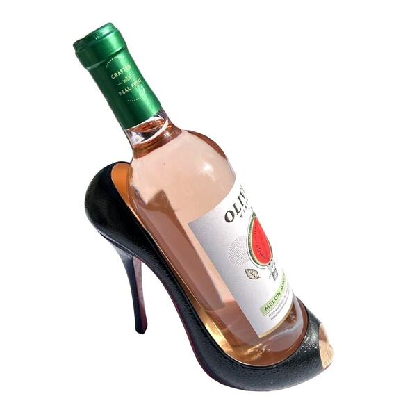 Wild Eye Designs Wine Bottle Holder Stand Stiletto High Heel Shoe Black Red - Picture 3 of 16